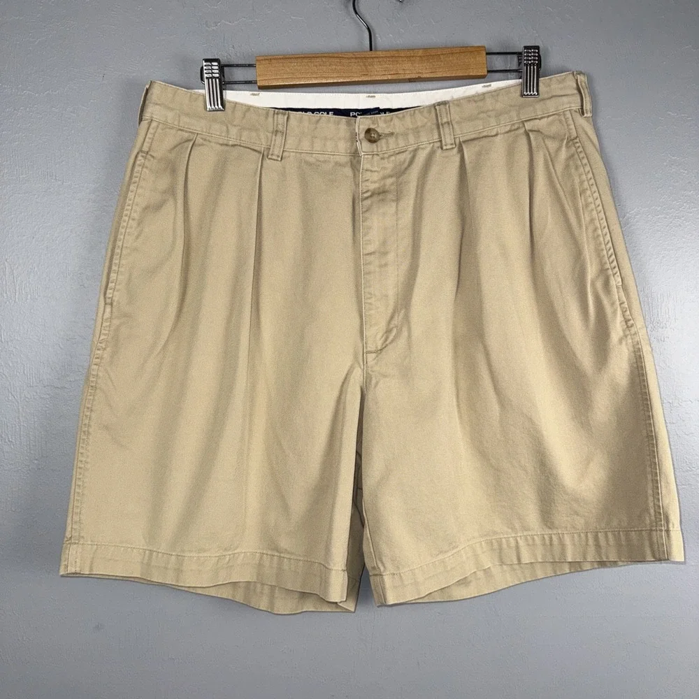 Polo Golf Ralph Lauren Khaki Tan Chino Shorts Men's 35* Fairway Fit VTG *READ